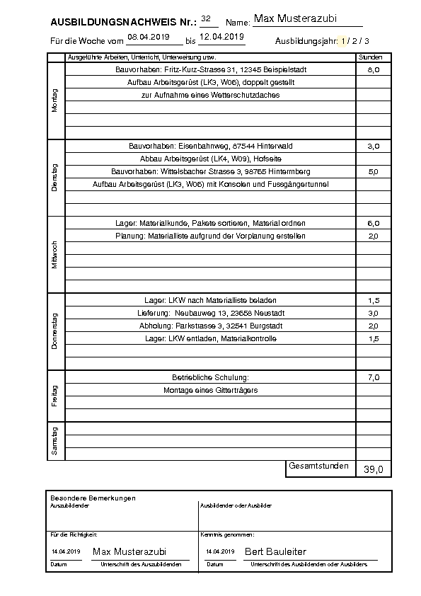 Berichtsheft (ausfüllbares PDF)